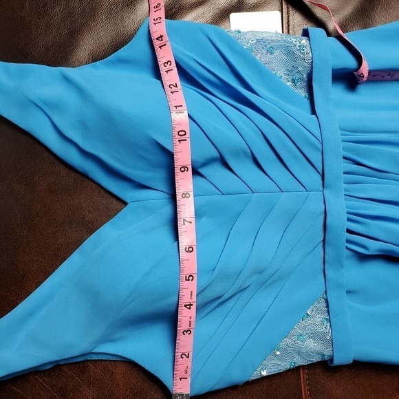 JJ's House A-line Princess V-neck Chiffon Ocean Blue Bridesmaid Party Dress New - Picture 9 of 15